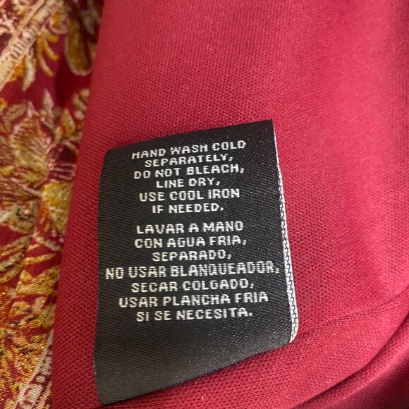 Leslie Fay Midi Faux Wrap Dress Womens Size 6 Wine Patchwork Career Office‎ - Picture 4 of 13